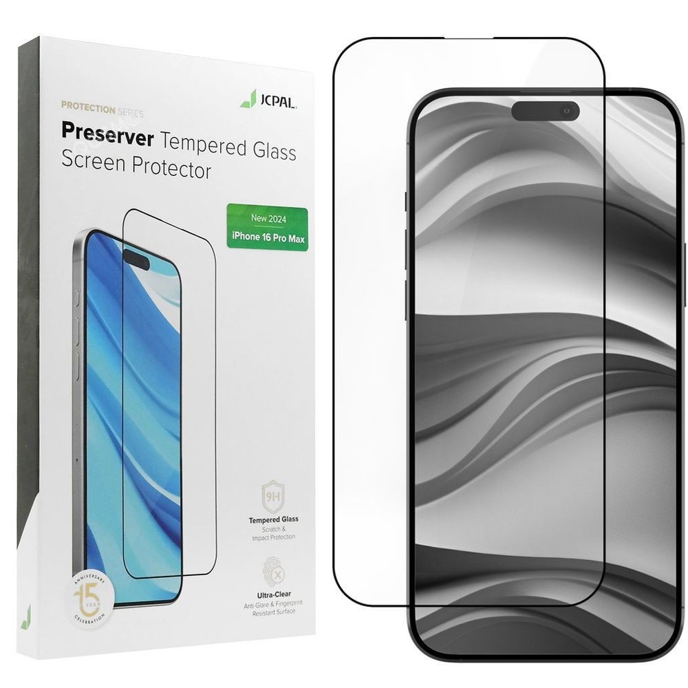 JCPAL Preserver Glass | SZKŁO Hartowane na Cały Ekran do Apple iPhone 16 Pro Max