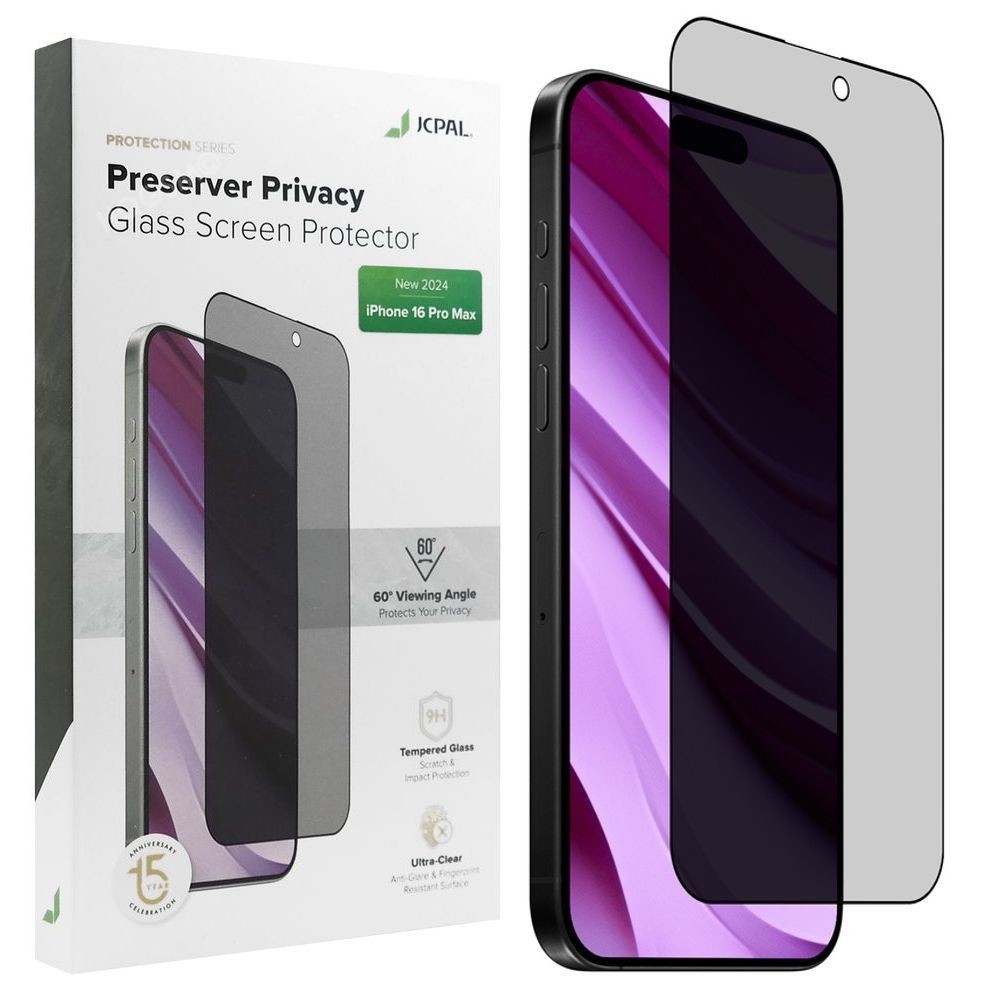 JCPAL Preserver Privacy Glass | SZKŁO Prywatyzujące do Apple iPhone 16 Pro Max