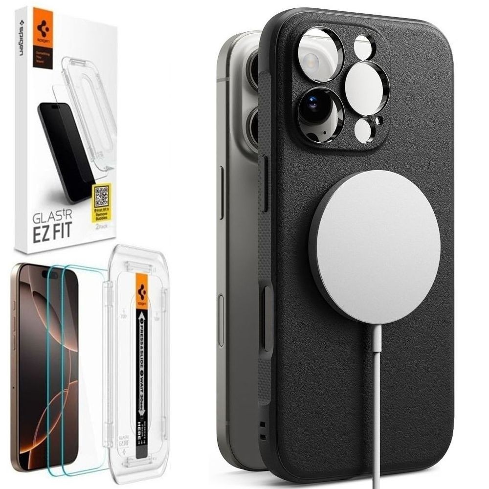 Etui RINGKE Onyx Magnetic | Black + 2x SZKŁO Spigen do Apple iPhone 16 Pro Max