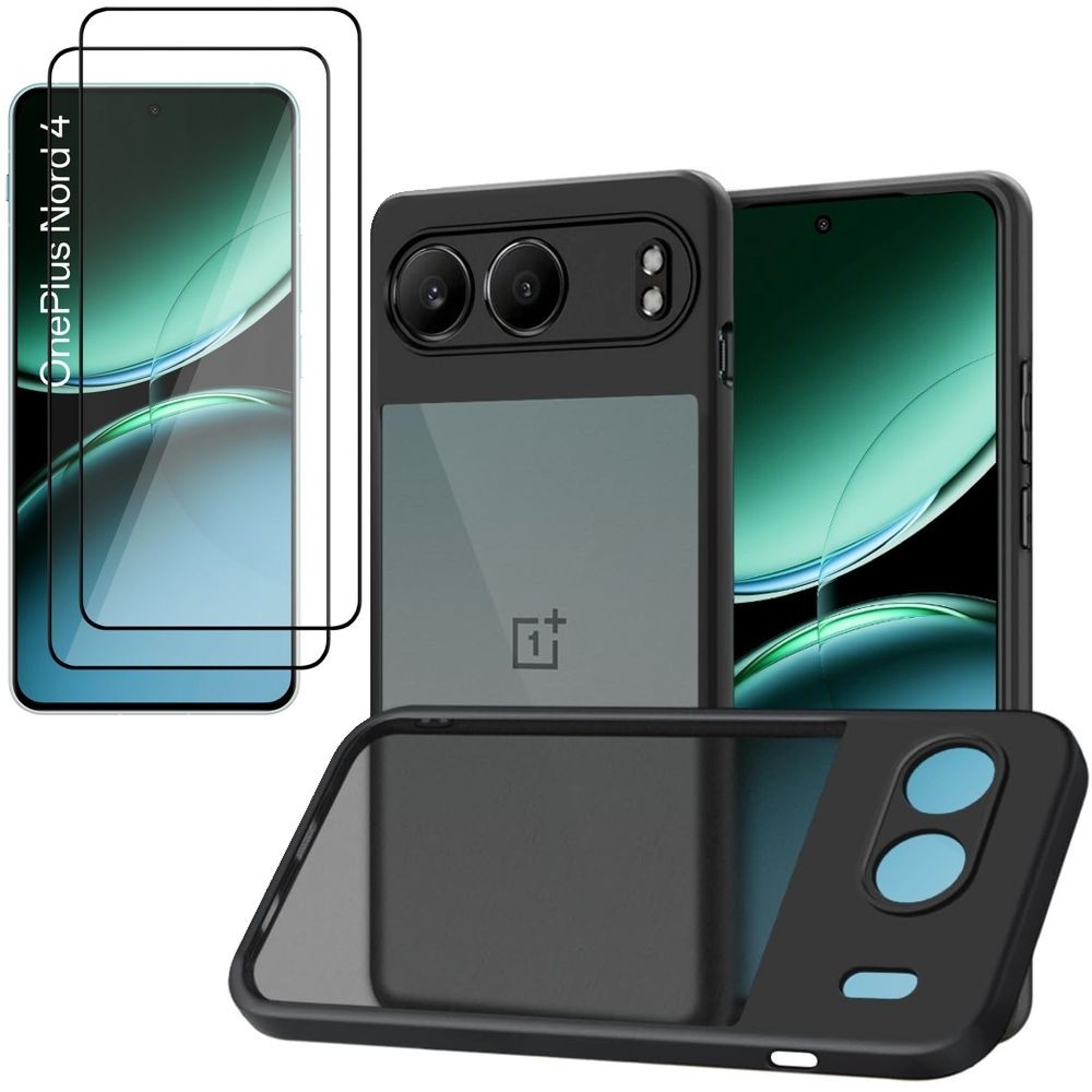 Etui Clear Case TP | Matte Black + 2x SZKŁO 5D do OnePlus Nord 4