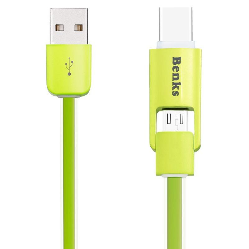 BENKS USB Type-C microUSB Cable | Kabel 2w1 | Zielony