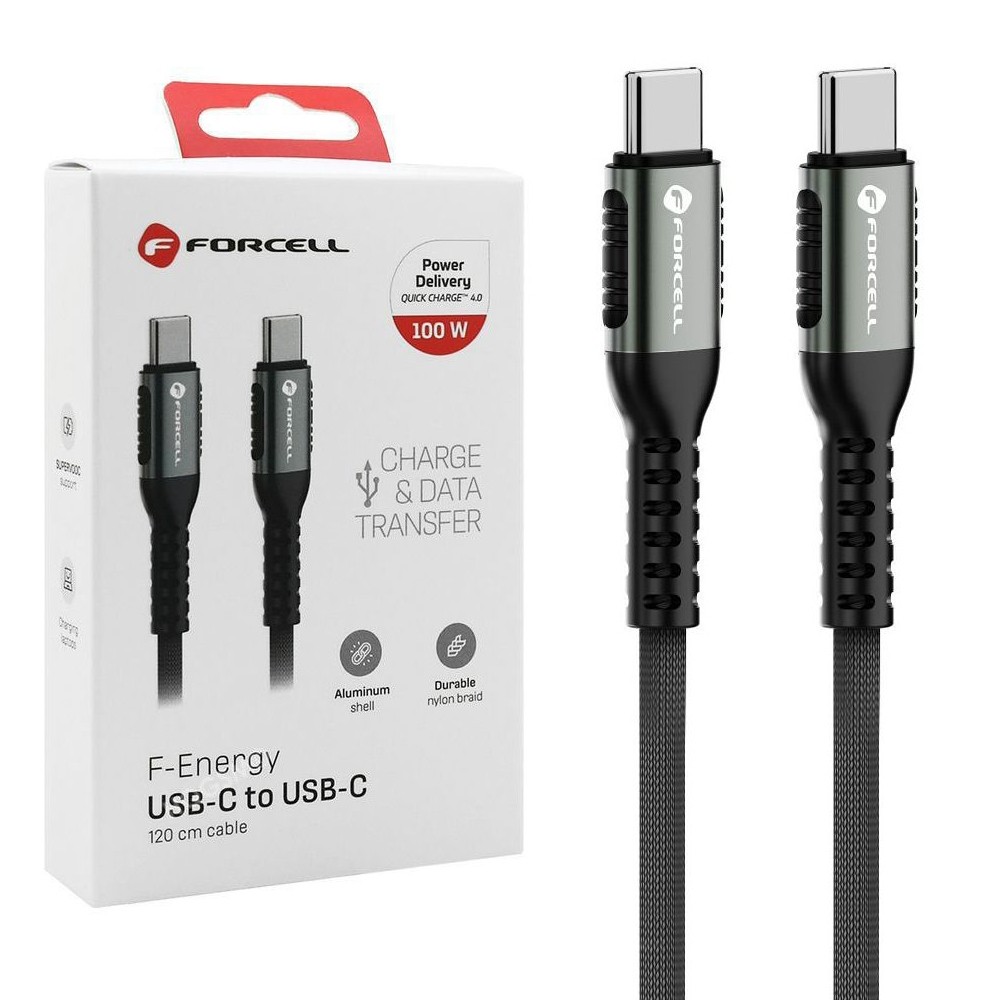 Forcell | Nylonowy Kabel USB-C PD QC 4.0 | 100W | Android Auto | 120cm