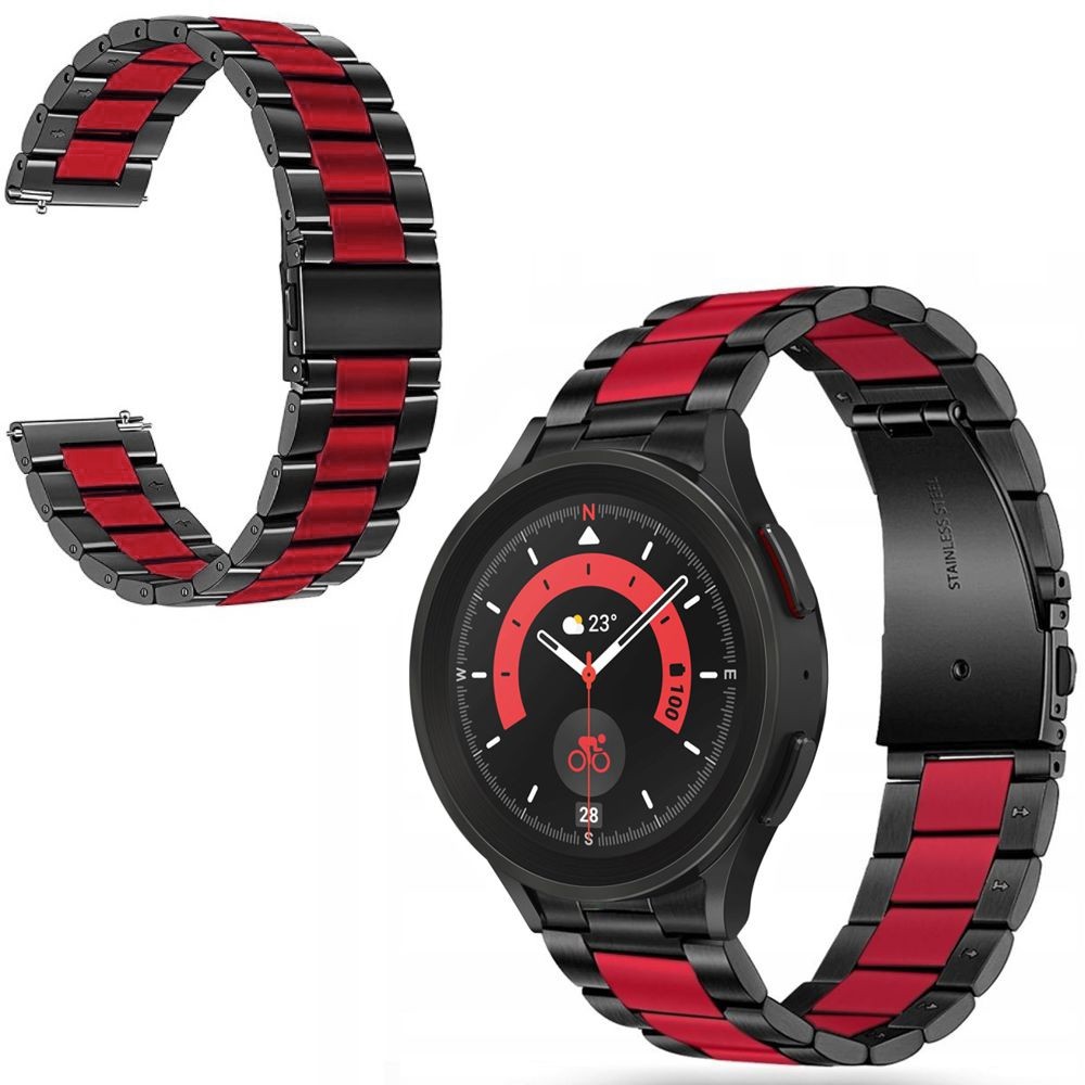 Stalowy Pasek Bransoleta | Black&Red do Samsung Galaxy Watch 5 Pro 45mm