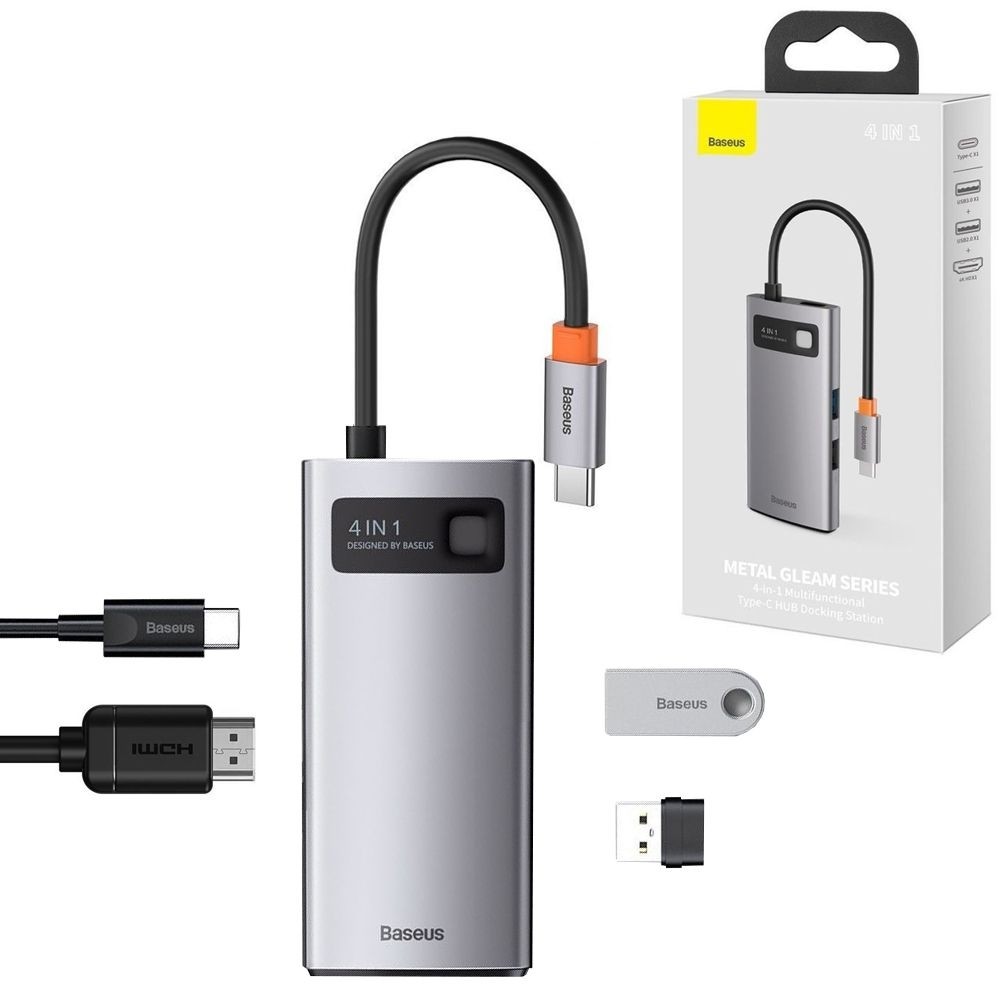 Baseus Metal 4w1 | USB-C HUB | USB-C PD USB USB3.0 HDMI 4K