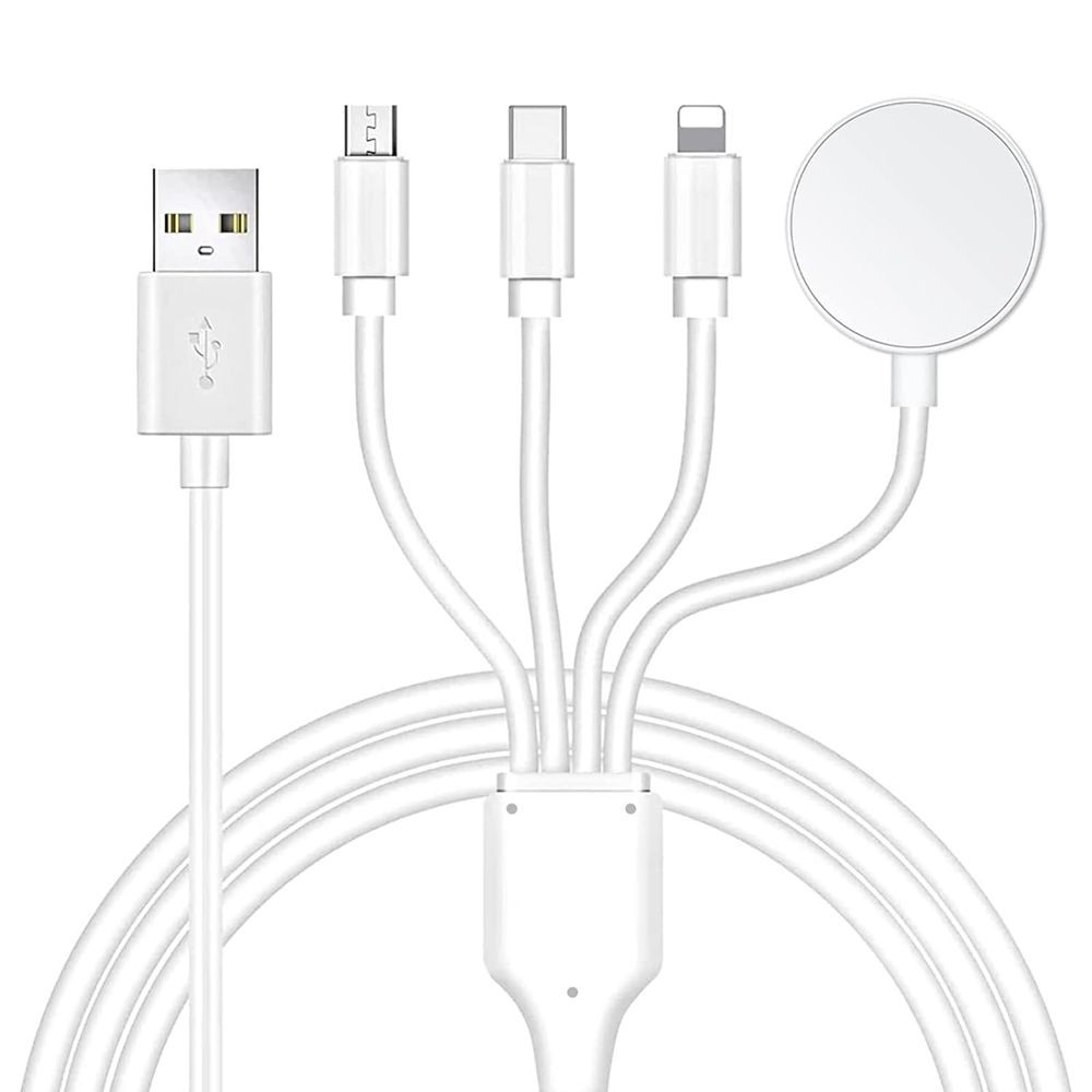 Kabel 4w1 USB-C Lightning + USB-C + microUSB + Złącze Magnetyczne Apple Watch | 120cm