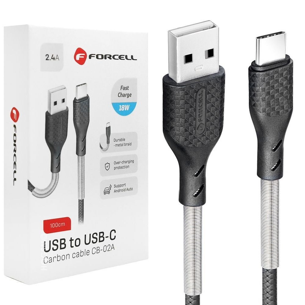 Forcell, Karbonowy Kabel USB USB-C 18W, Android Auto