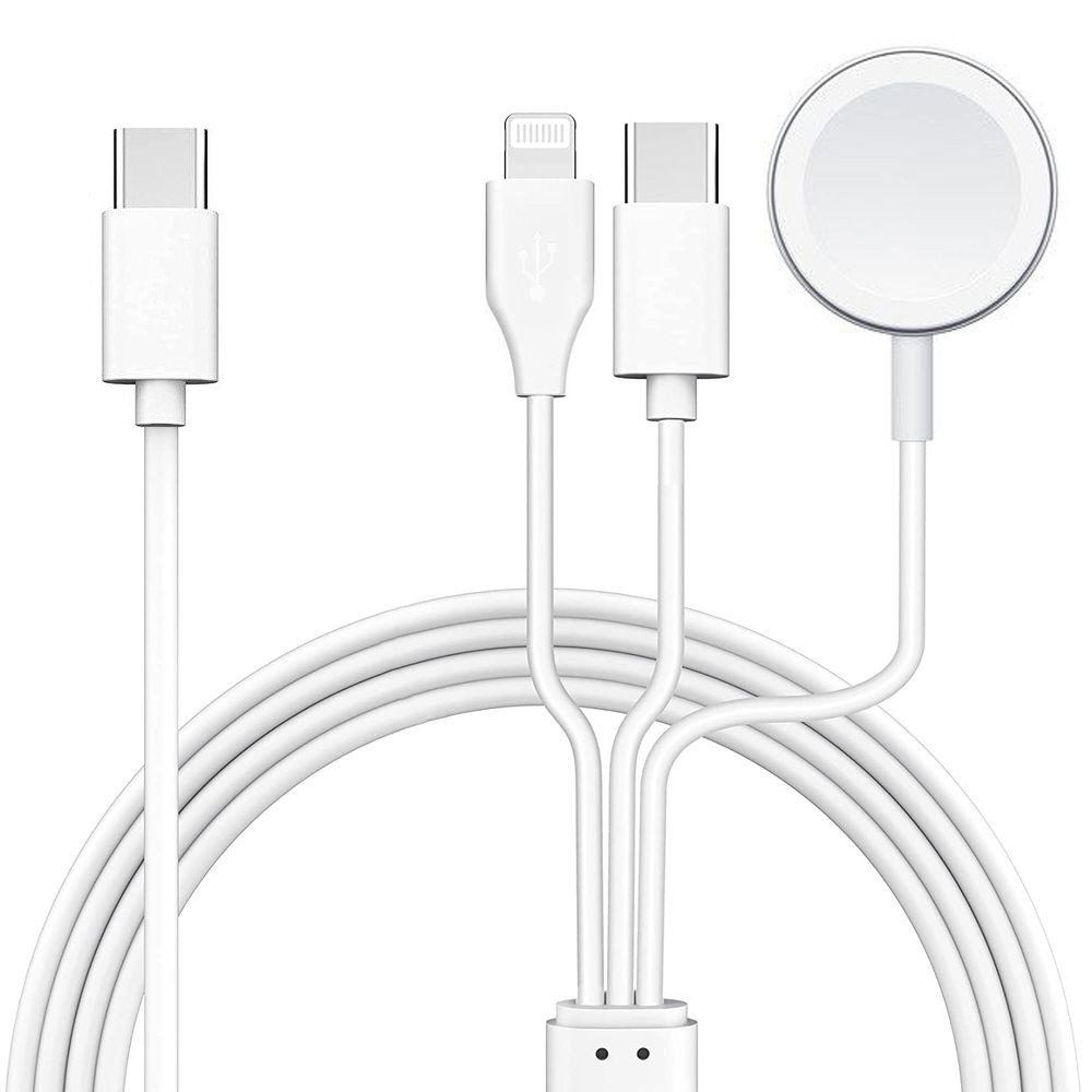 Kabel 3w1 USB-C Lightning + Złącze Magnetyczne Apple Watch | 120cm