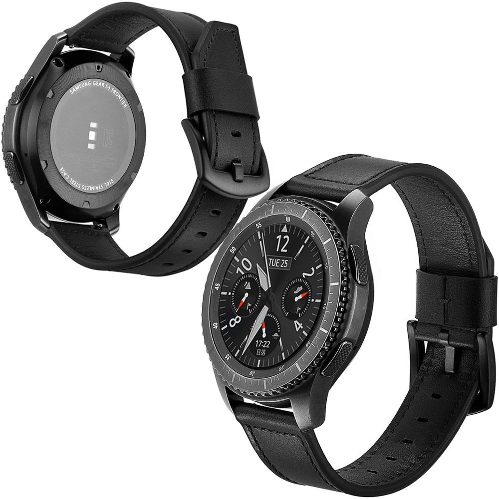 Samsung Galaxy Watch 46mm | Skórzany Pasek Leather Band | Czarny