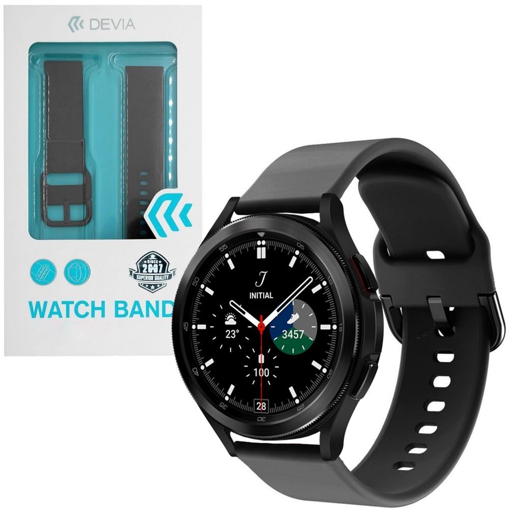 DEVIA Deluxe Sport | Pasek Silikonowy Smooth | Black do Samsung Galaxy Watch 4 Classic 42/46mm