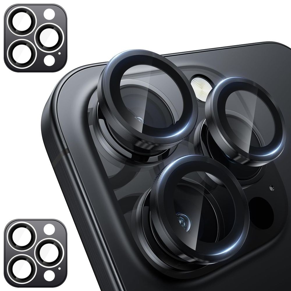 2x CamRing | Osobne Szkła na Aparat + Ramka Montażowa | Black do Apple iPhone 16 Pro / Pro Max