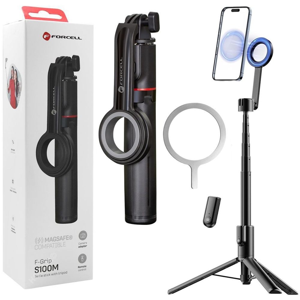 Forcell | Nowoczesny Selfie Stick Bluetooth z MagSafe 2w1 | Tripod + Pilot | Czarny