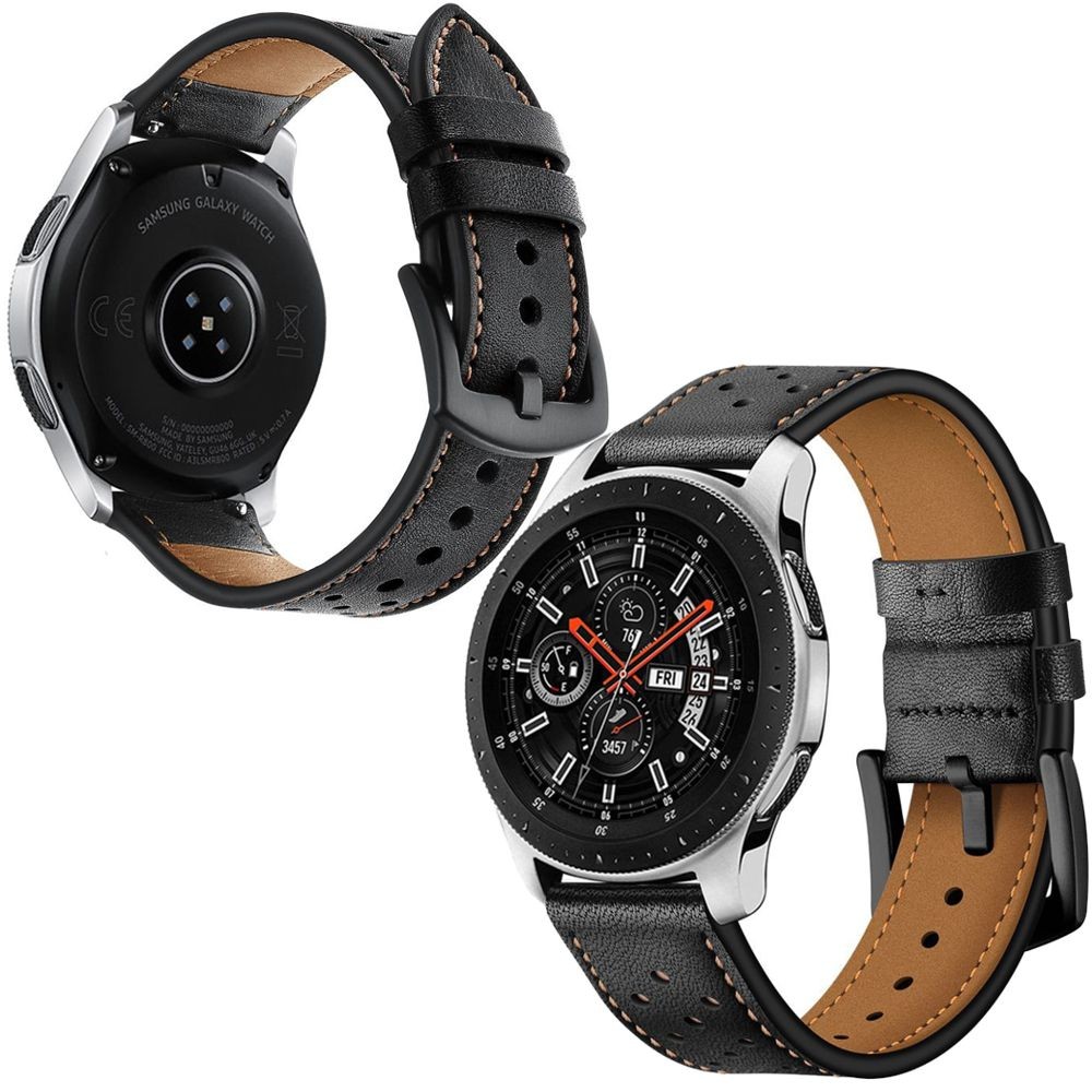 Samsung Galaxy Watch 46mm | Skórzany Pasek Leather Herms | Czarny