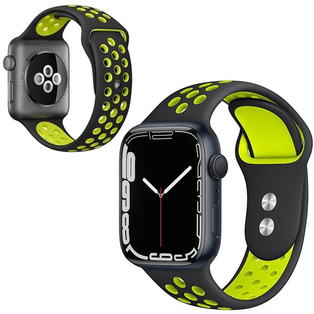 Silikonowy Pasek Sport Band | Black & Lime do Apple Watch 7 45mm