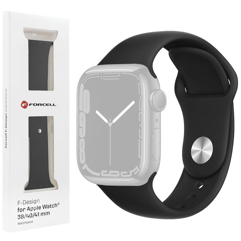 Forcell | Sportowy Pasek Silikonowy | Czarny do Apple Watch 9/8 41mm