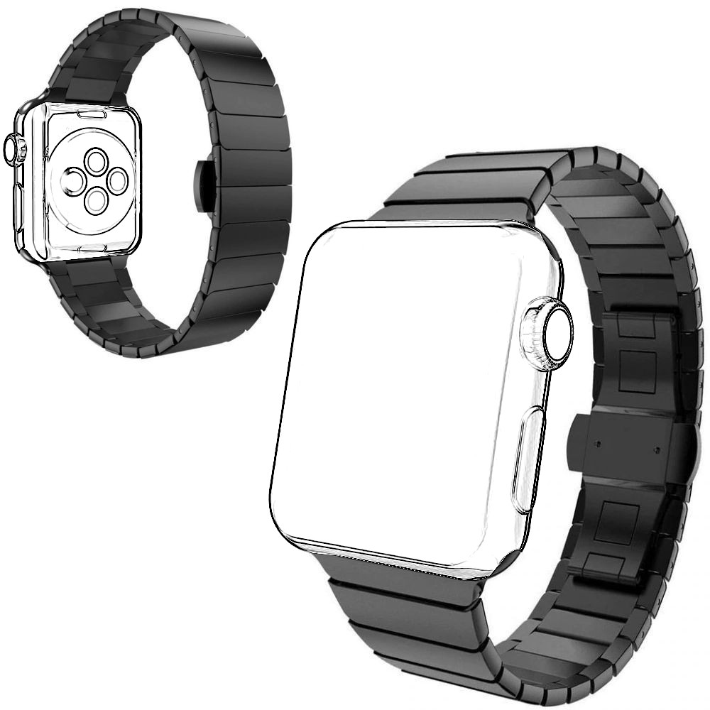 Apple Watch 4/5/6/SE 44mm | Panelowa Bransoleta LinkBand | Czarny