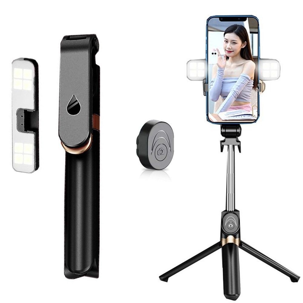 Selfie Stick z Pilotem Bluetooth | Tripod + Lampka LED