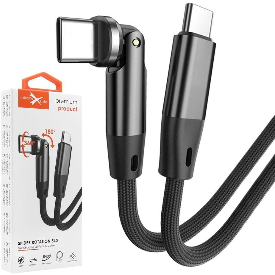 ExtremeStyle | Obrotowy Kabel USB-C Power Delivery | 60W | 100cm