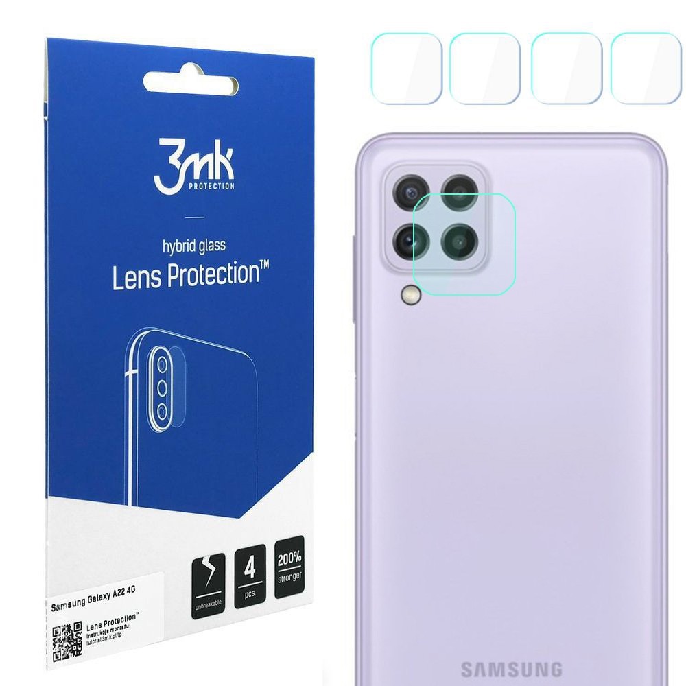 3mk Lens Protection | Szkło Ochronne na Obiektyw Aparat | 4szt do Samsung Galaxy A22 4G/LTE