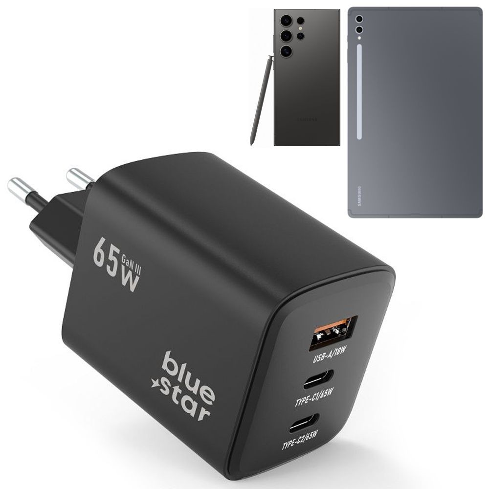 Mocna Ładowarka Sieciowa 2x USB-C USB | SFC2.0 GaN | 65W