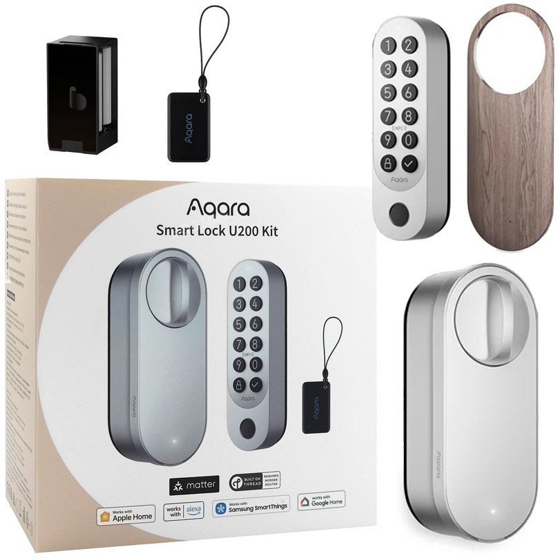 Aqara Smart Lock U200 Kit | Inteligentny Zamek do Drzwi | Matter Threat Bluetooth NFC | Srebrny