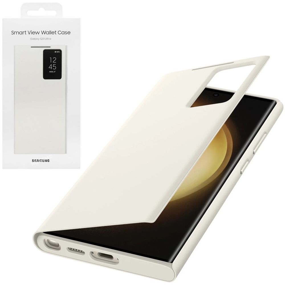 Oryginalne Etui Smart View Wallet Case | Kremowe do Samsung Galaxy S23 Ultra