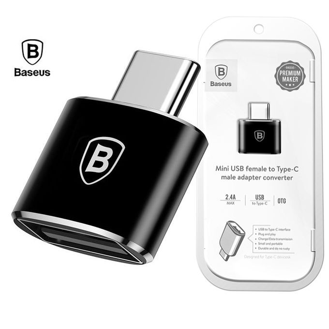 Baseus | Mini Adapter USB na USB-C | Czarny