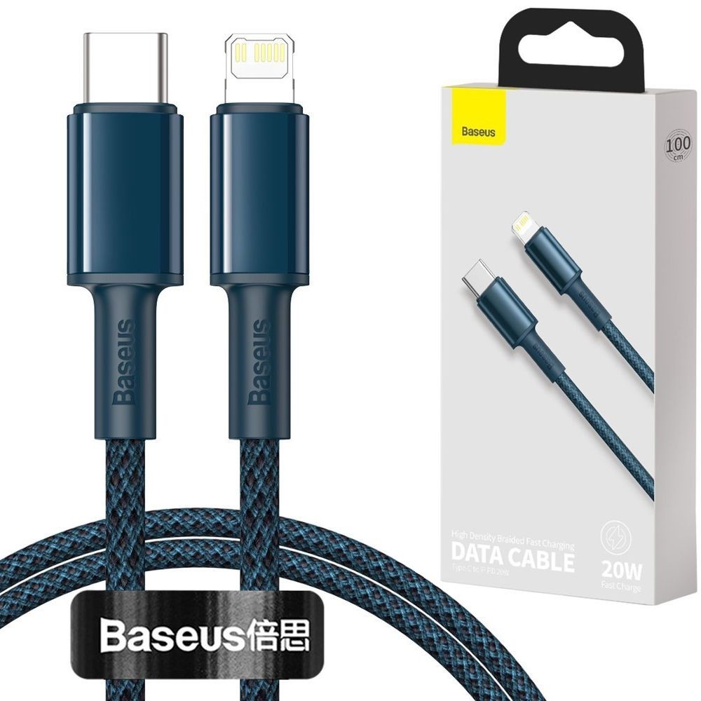 Baseus | Wytrzymały Nylonowy Kabel USB-C Apple Lightning 20W | 100cm | Blue