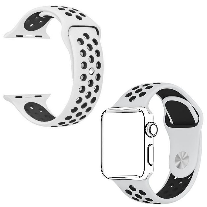 Apple Watch 4/5/6/SE 40mm | Silikonowy Pasek Sport Band | White & Black