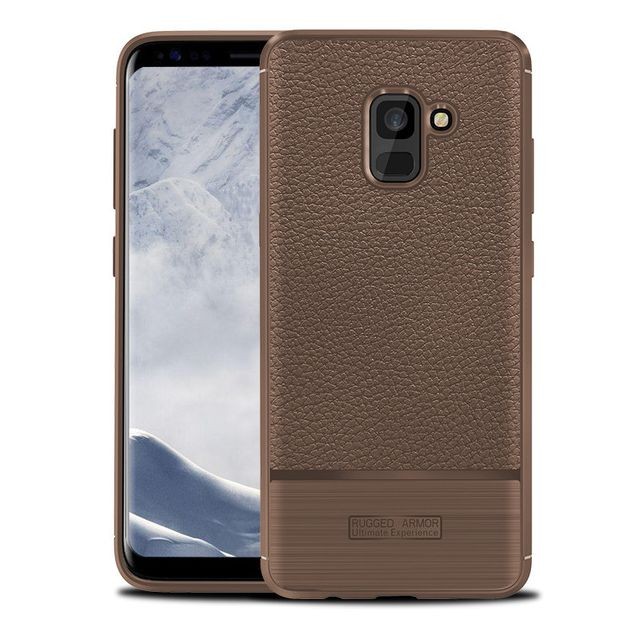Galaxy A8 2018 | Etui Soft Case Leather RUGGED | Brown Gold