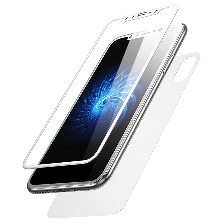 Apple iPhone X | Szkło 5D Ekran + Tył Klej Cały | Białe