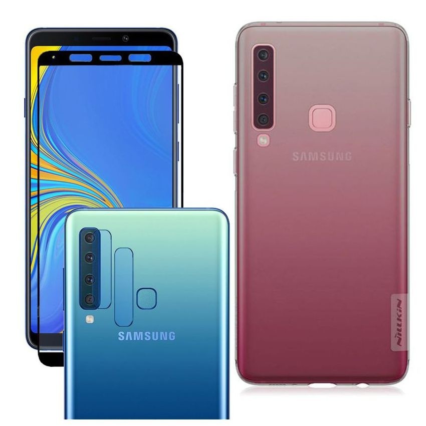 Samsung Galaxy A9 2018 | Etui Nillkin Nature | Gray + SZKŁO 5D + Aparat