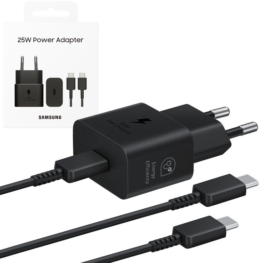 Samsung | Oryginalna Ładowarka GaN Super Fast Charging USB-C | PD 25W | Czarna + Kabel USB-C