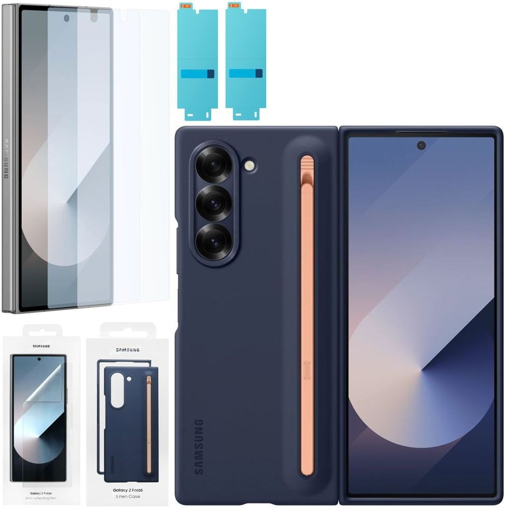 Oryginalne Etui S Pen Case | Granatowe + 2x FOLIA Anti-Reflecting do Samsung Galaxy Z Fold6