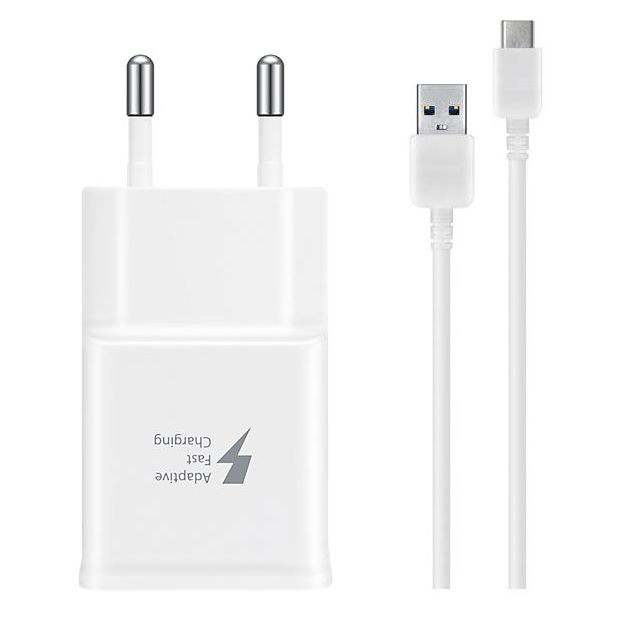 Oryginalna Ładowarka Sieciowa Samsung Adaptive Fast + Kabel USB-C | White 