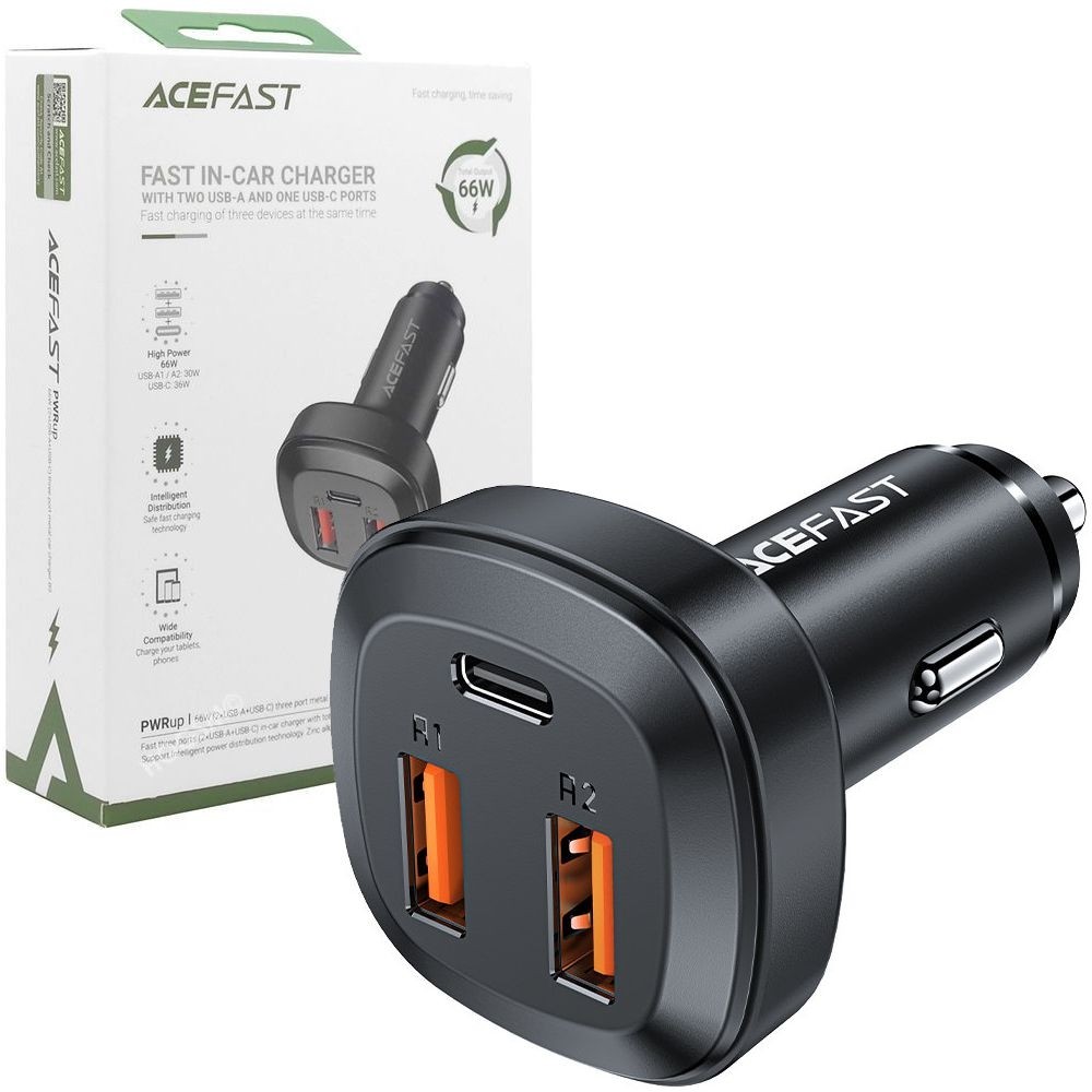 Acefast | Ładowarka Samochodowa 2x USB USB-C | QC4.0 AFC FCP PD PPS | 66W