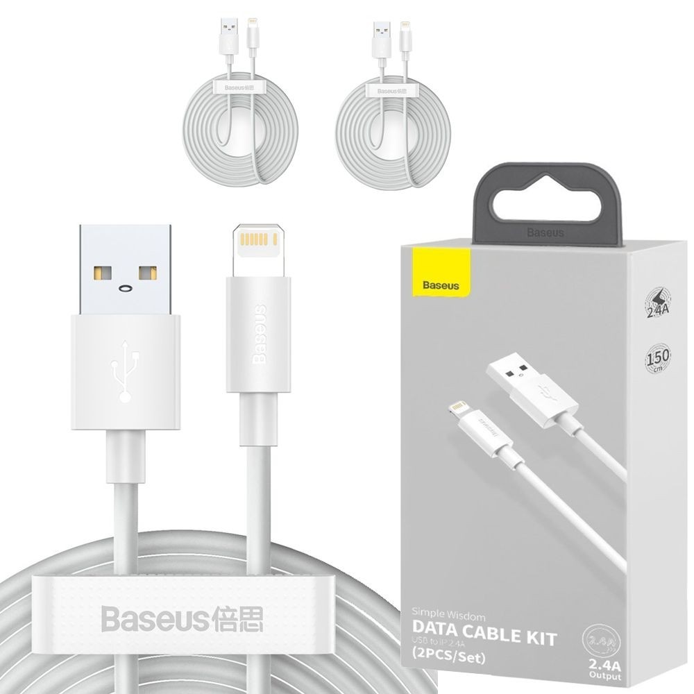 Baseus | Kabel USB Apple Lightning 2.4A 480Mb/s | 150cm | 2 sztuki