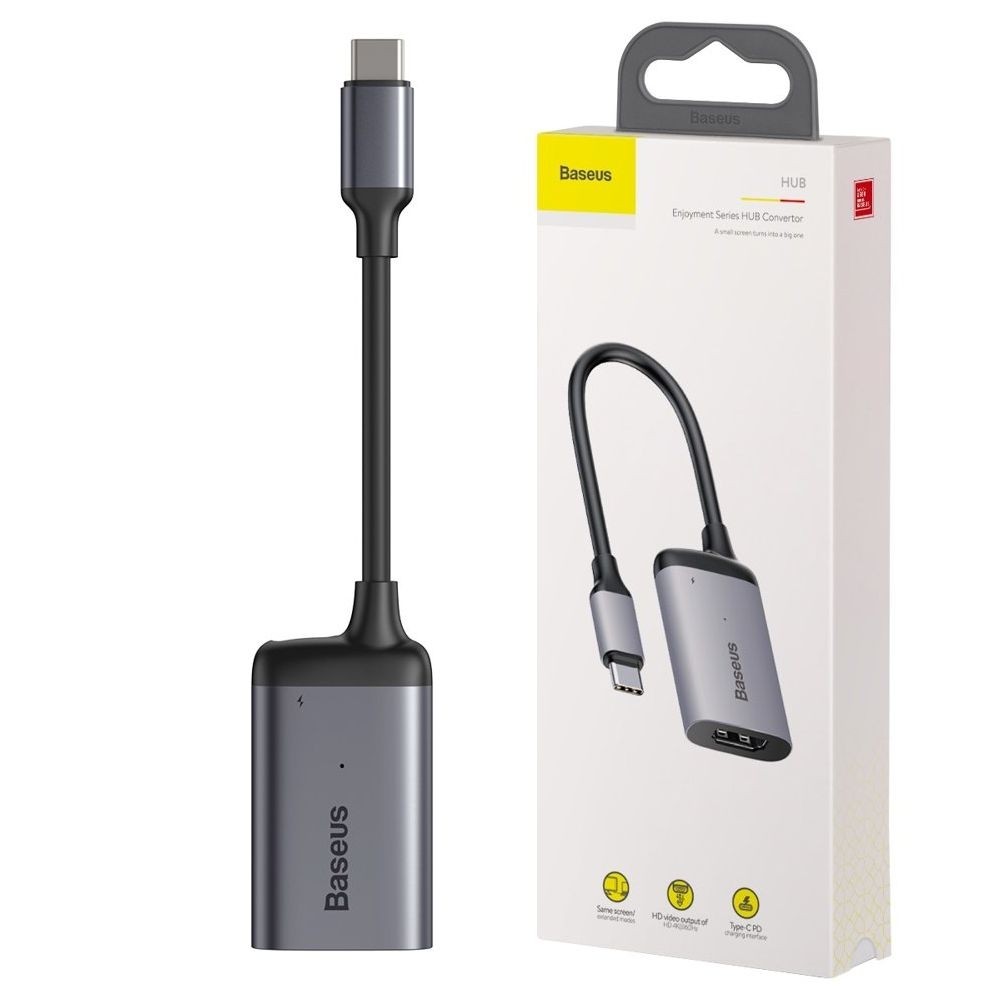 Baseus | Adapter Przejściówka MacBook USB-C na HDMI 4K + PD | Gray