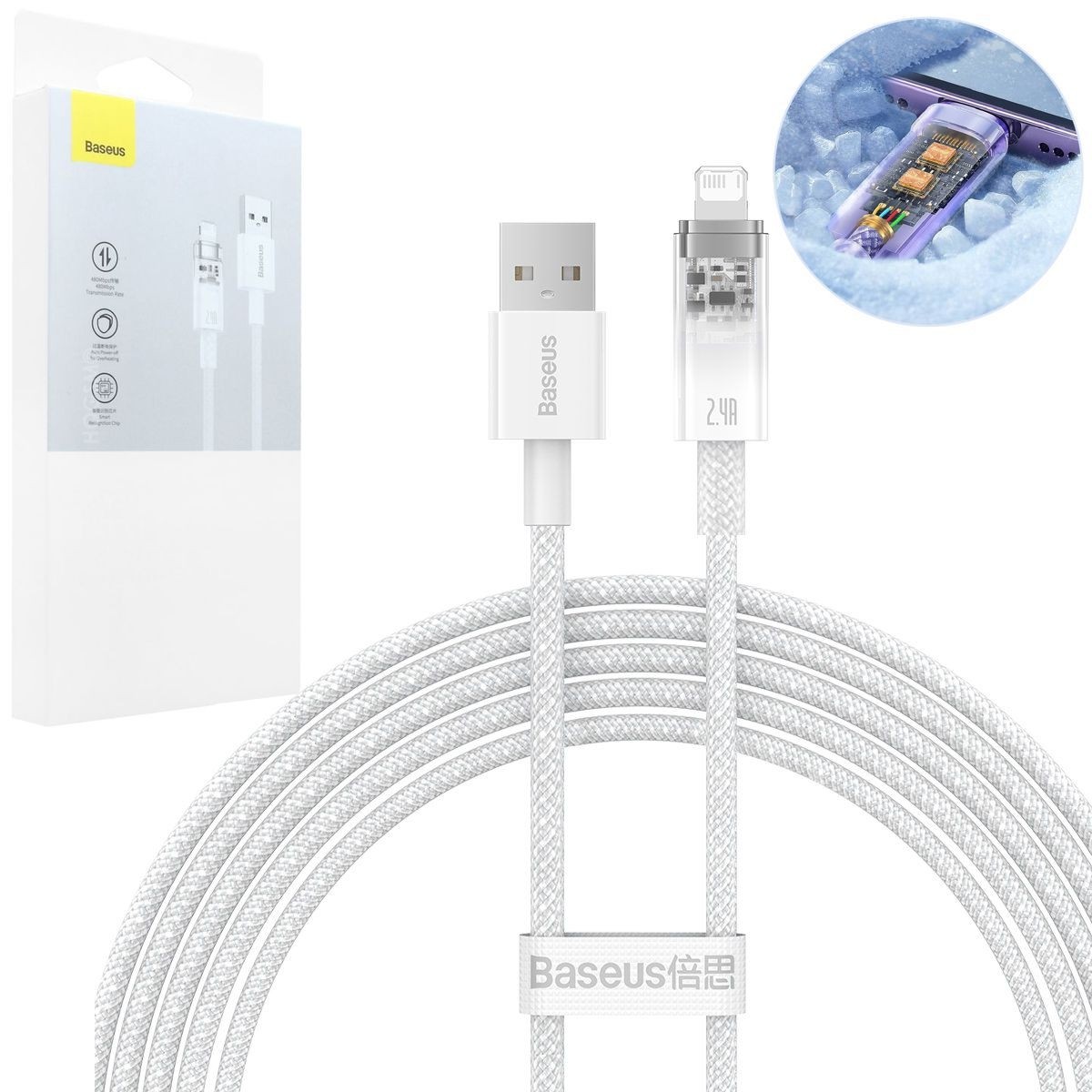 Baseus | Kabel USB-C Apple Lightning 2.4A z Czujnikiem Temperatury | 200cm