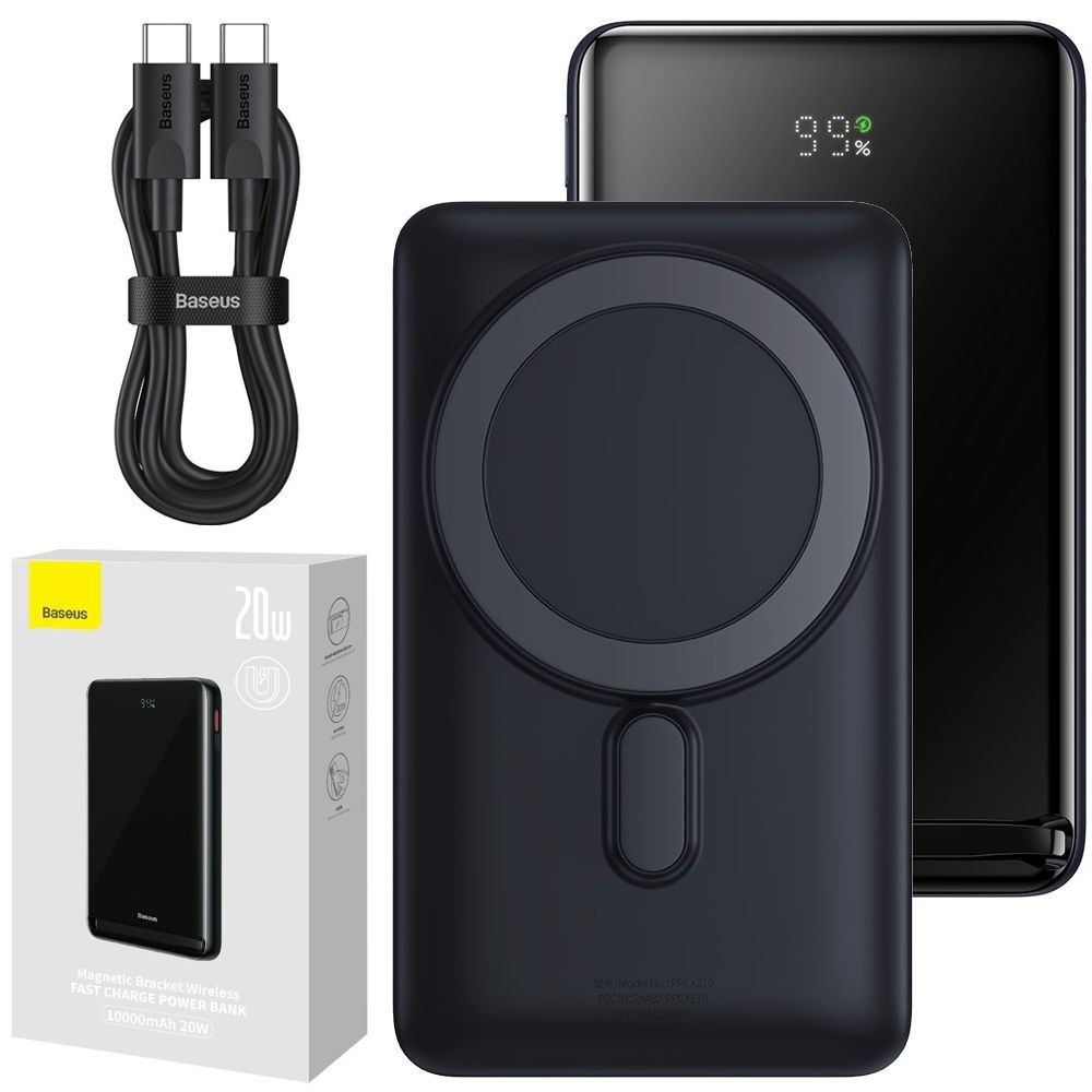 Baseus | Magnetic Wireless Battery Pack | PowerBank MagSafe USB-C | 10000mAh | Czarny