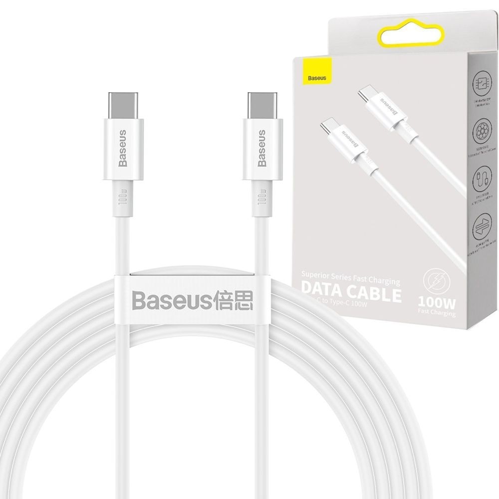Baseus | Szybki Kabel USB-C 100W | Biały | 200cm