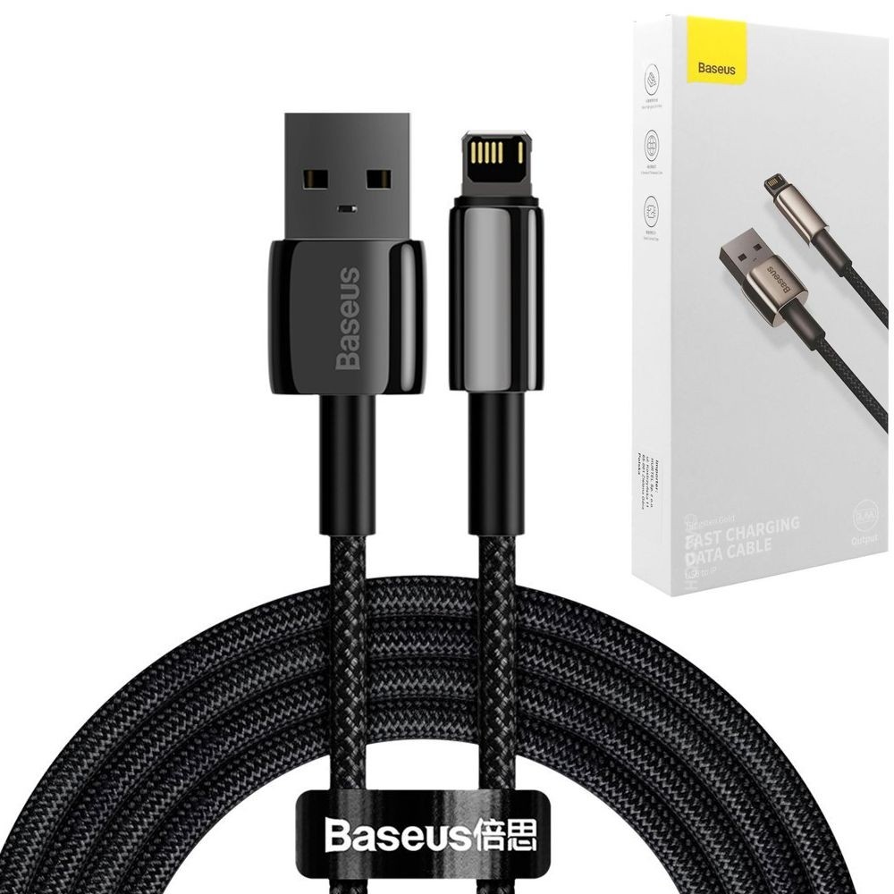 Baseus Tungsten | Kabel USB Apple Lightning 2.4A | 200cm | Black