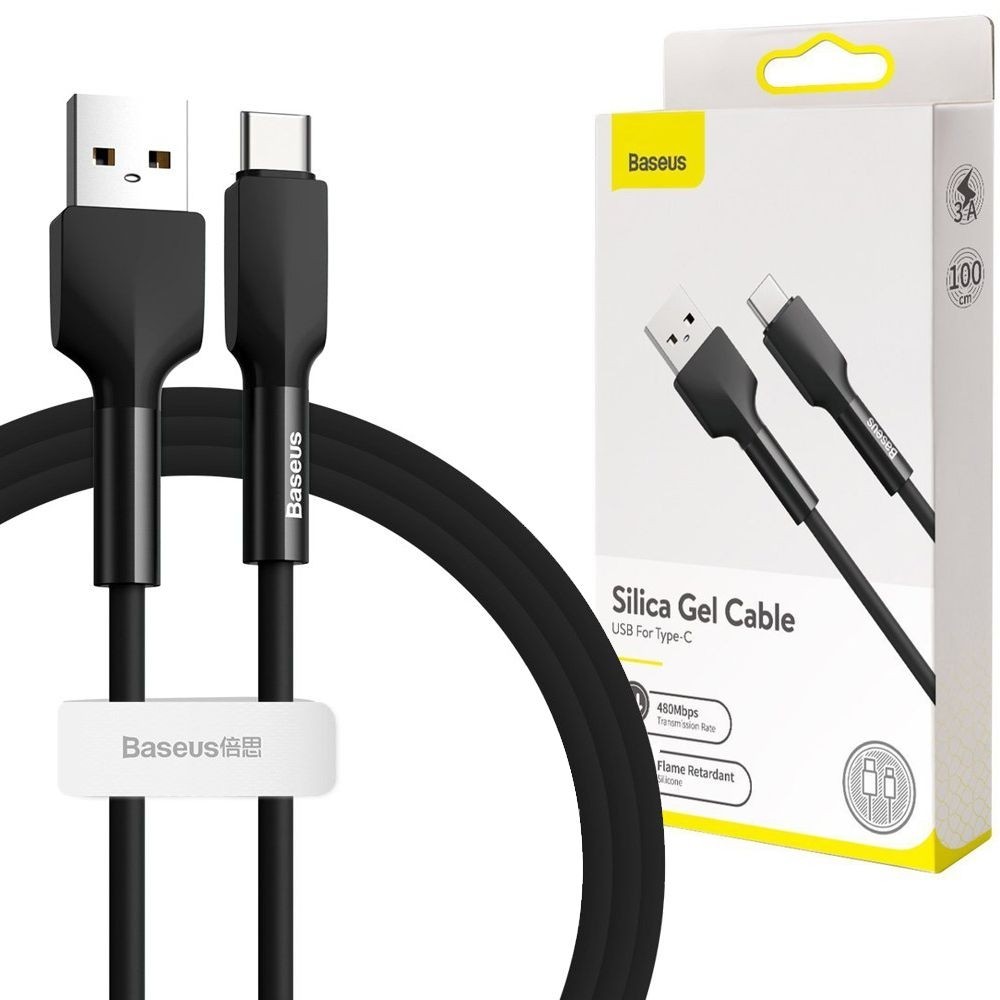 Baseus Silica | Wytrzymały Silikonowy Kabel USB-C | 3A 480Mb/s | 100cm