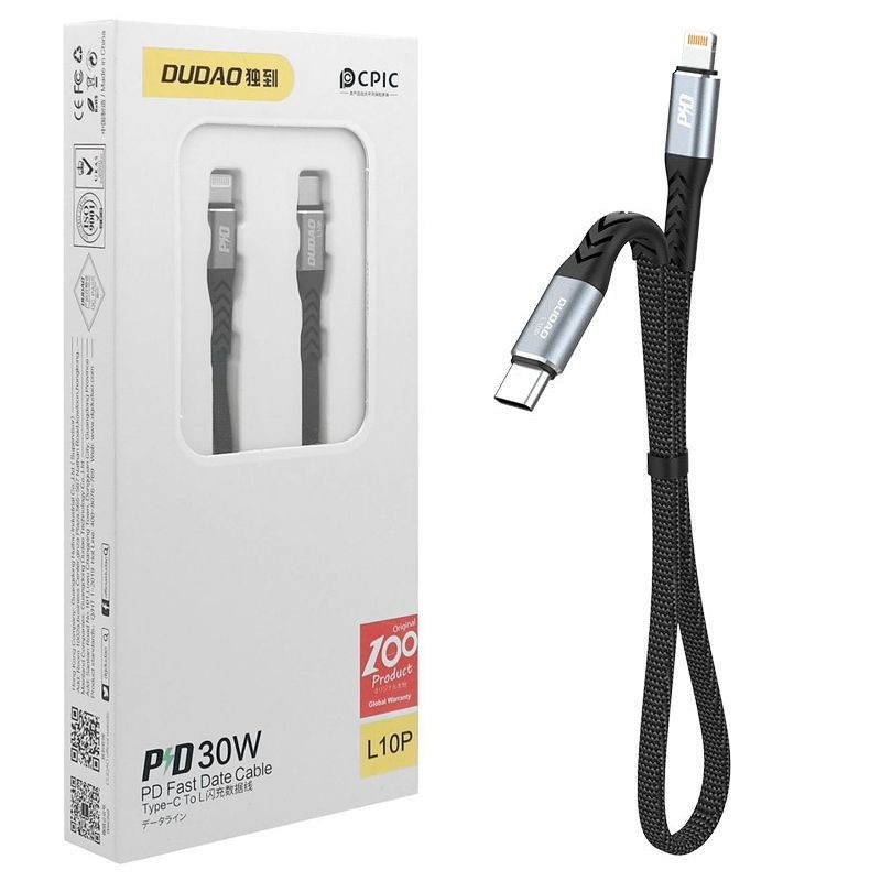 Dudao | Krótki Szybki Kabel USB-C Apple Lightning PD 30W | 23cm