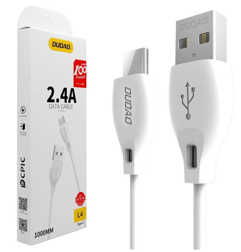 Dudao | Kabel USB-C typ C 2.4A | 100cm | Biały