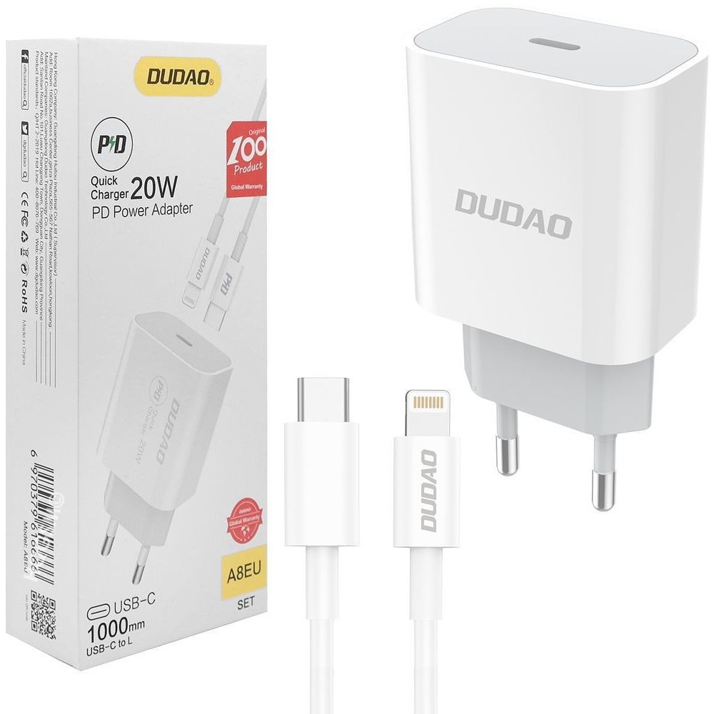 Dudao | Ładowarka Sieciowa USB-C 20W + Kabel Apple Lightning | 100cm