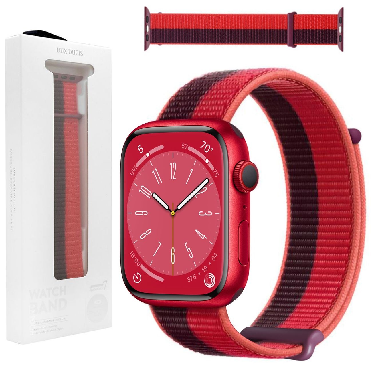 Dux Ducis Strap | Pasek NYLON | Cherry Red do Apple Watch 9/8/7 45mm