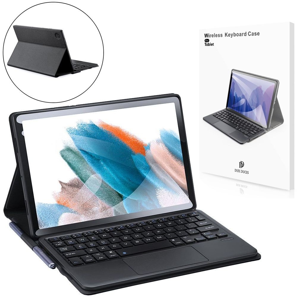 Dux Ducis Keyboard Case | Zamykane Etui z Klawiaturą Bluetooth | Czarne do Samsung Galaxy Tab A8 10.5 X200/X205