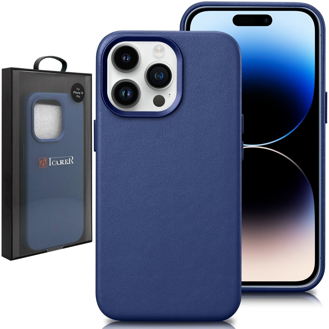 Skórzane Etui iCarer MagSafe Case | Blue do Apple iPhone 14 Pro