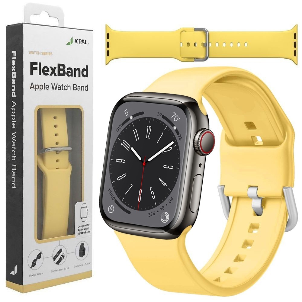 JCPAL FlexBand | Silikonowy Pasek | Yellow do Apple Watch 9/8 45mm