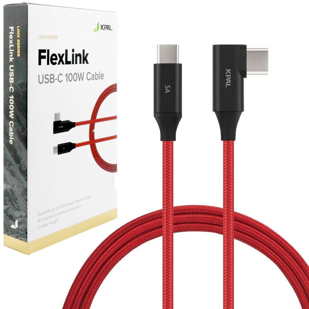 JCPAL FlexLink | Kątowy Kabel USB-C | 100W | 200cm